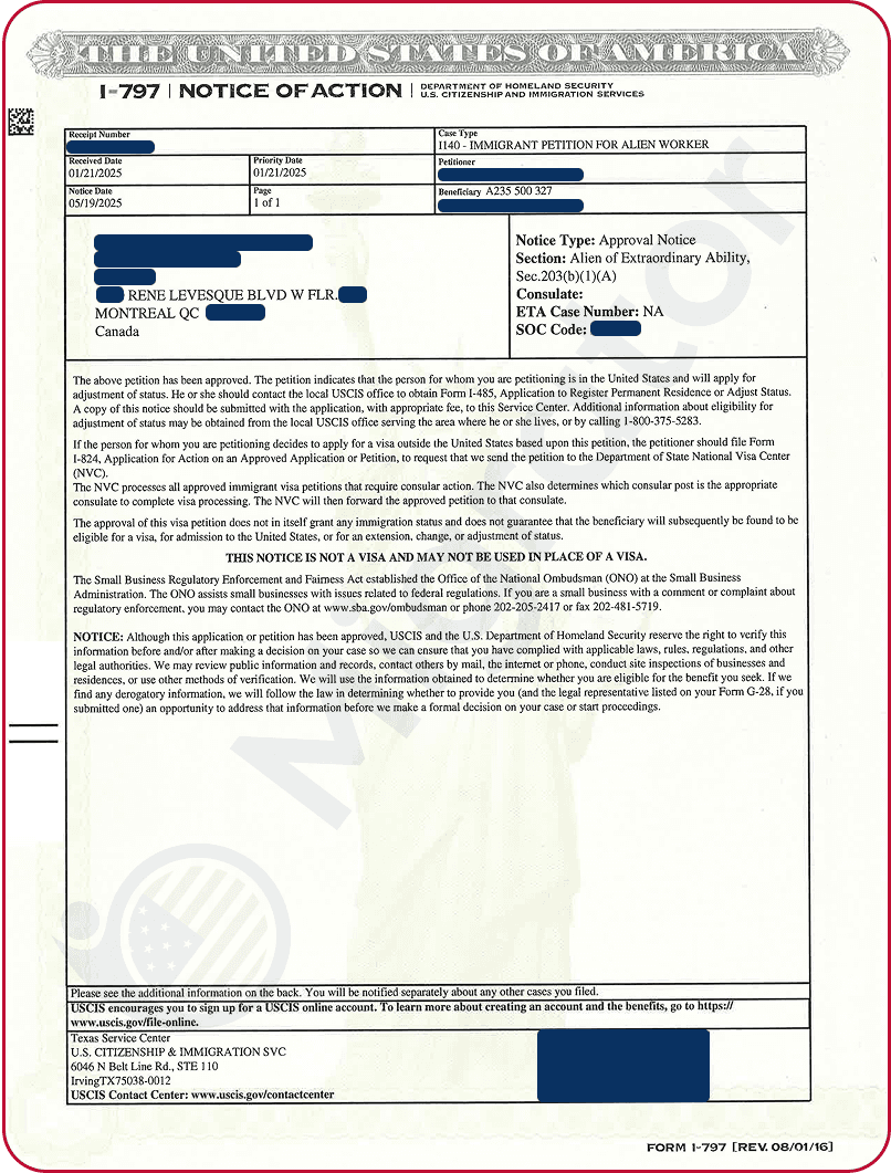 EB-1A Approved for a Marketing Professional