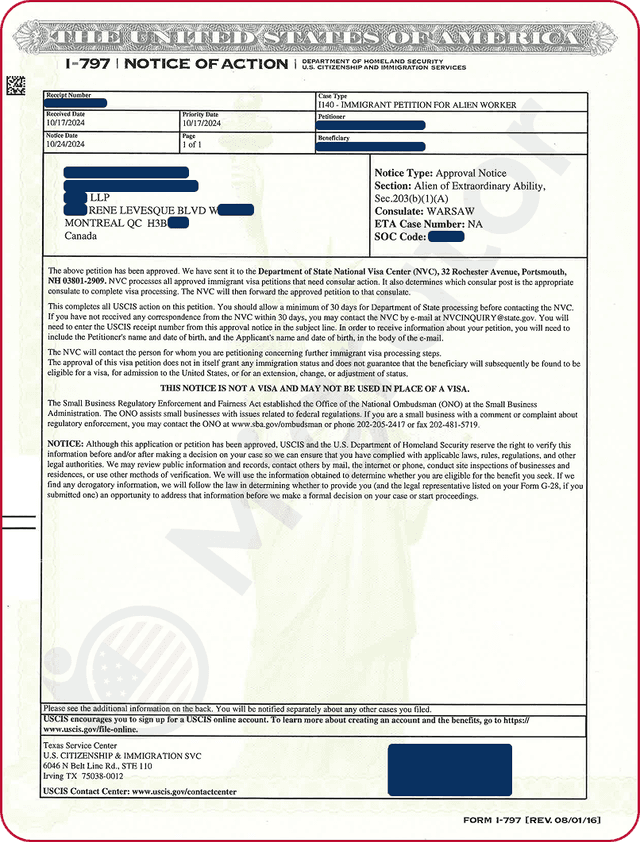 Case: EB-1A approved for an oncologist and clinical cytopathologist